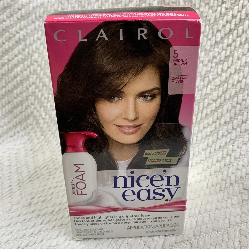 NOS Clairol # 5 Medium Brown Nice' n Easy Hair Color‎ Blend Foam Permanent